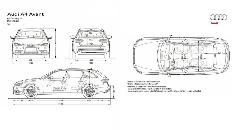 Audi A4 (B6) Avant S4 specs, dimensions