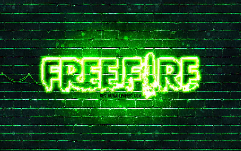 Garena Fire green logo green brickwall, Fire logo, 2020 games, Fire, Garena Fire logo, Fire Battlegrounds, Garena Fire, HD wallpaper