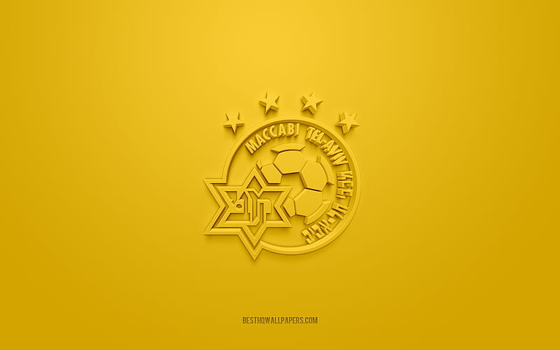 Maccabi Tel Aviv FC, creative 3D logo, yellow background, 3d emblem,  Israeli football club, HD wallpaper | Peakpx