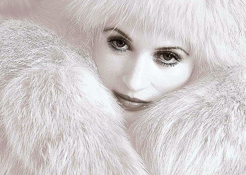 White, coat, face, woman, fur, hat, HD wallpaper