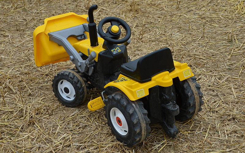 Toy Excavator - Quadracycle , excavator, tractor, childhood, play, quadracycle, HD wallpaper