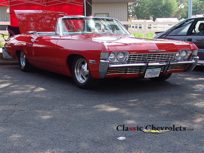 1968 chevy impala convertable red, red, impala, chevy, 1968, convertable, HD wallpaper