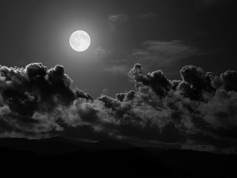 Full Moon, bonito, abstract, sky, clouds, fullmoon, moon, dark, heavens, moonlight, nature, night, HD wallpaper