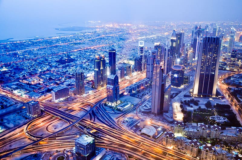 Cities, Dubai, Evening, , Sheikh Zayed Avenue, HD wallpaper