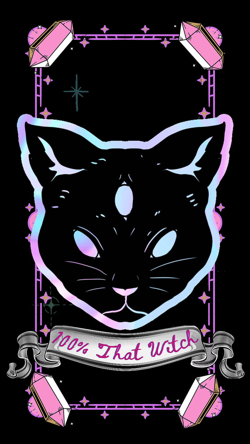 Third Eye Cat, magic, whiskers, black cat, occult, witch, tarot, witchy, witchcraft, HD phone
