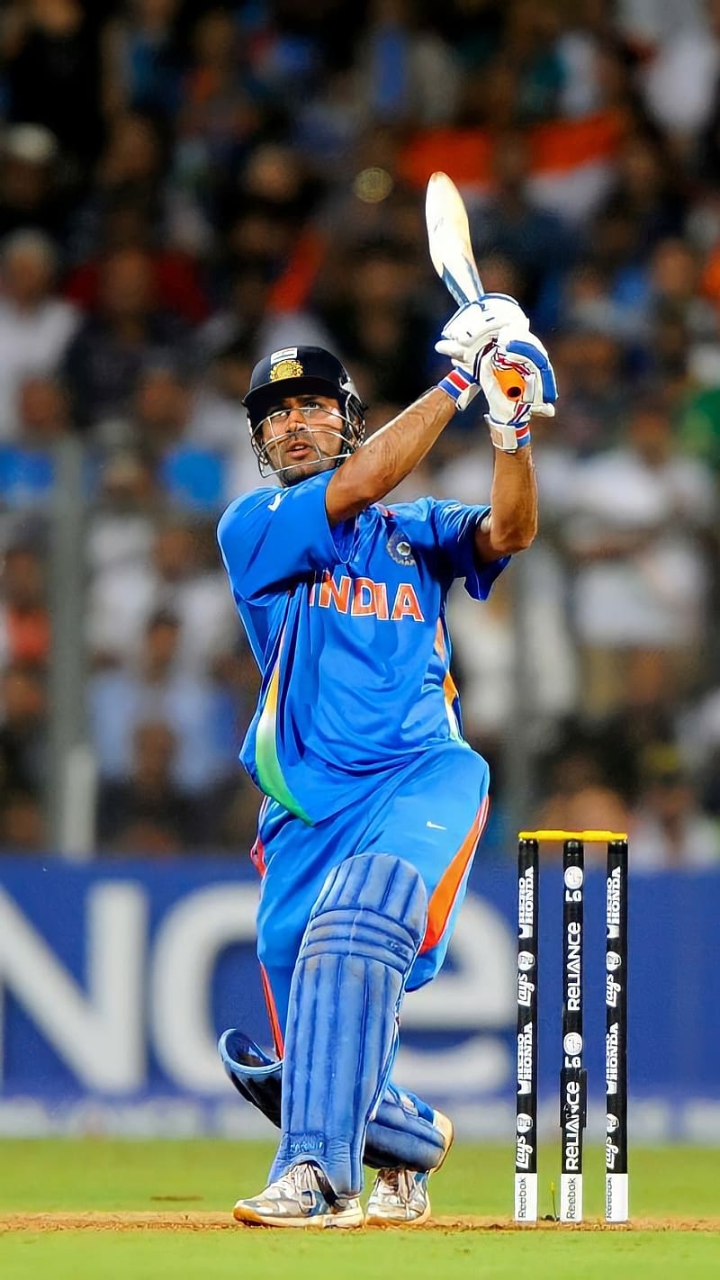 Ms Dhoni Hitting Six, ms dhoni, hitting six, blue jersey, indian, mahi, cricketer, HD phone wallpaper