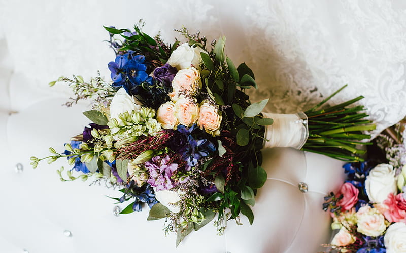 wedding bouquet, roses, bouquet of different flowers, beautiful bouquet, bridal bouquet, HD wallpaper