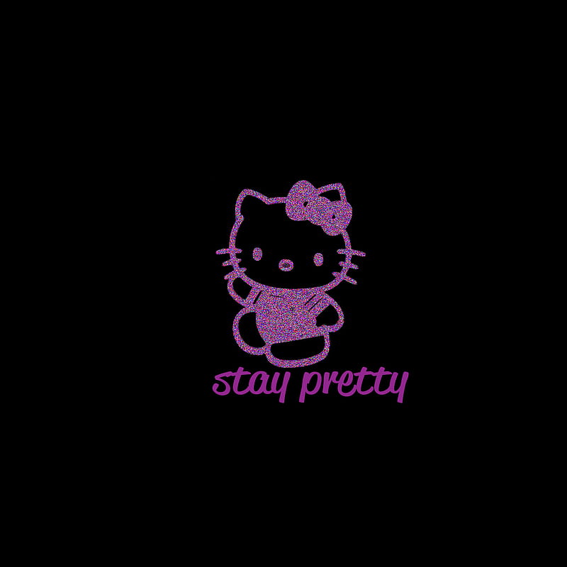 Kitty, black, cute, girly, glitter, hello kitty, purple, stay pretty, HD phone wallpaper