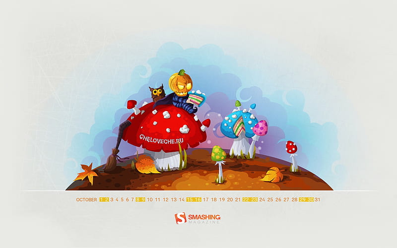 mushrooms-October 2011 - Calendar, HD wallpaper