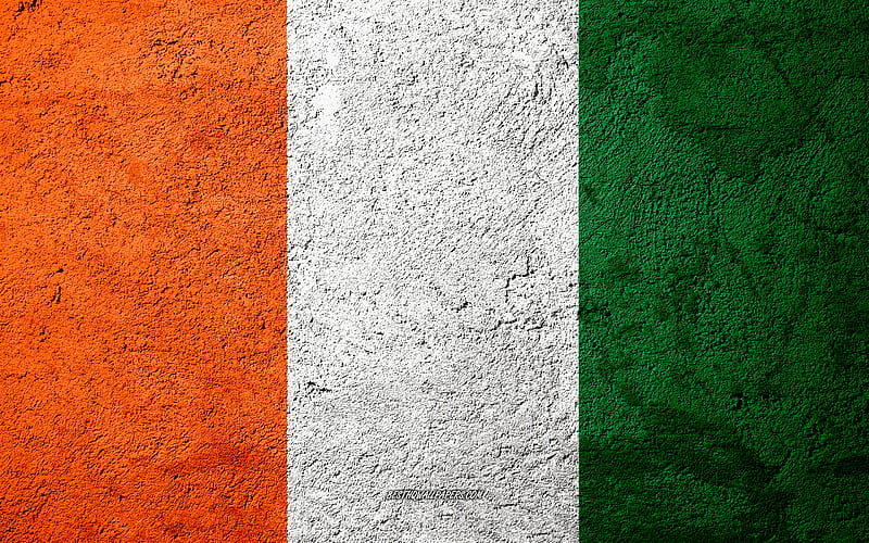 Flag of Cote dIvoire, concrete texture, stone background, Cote dIvoire flag, Ivory Coast, Africa, Cote dIvoire, flags on stone, HD wallpaper