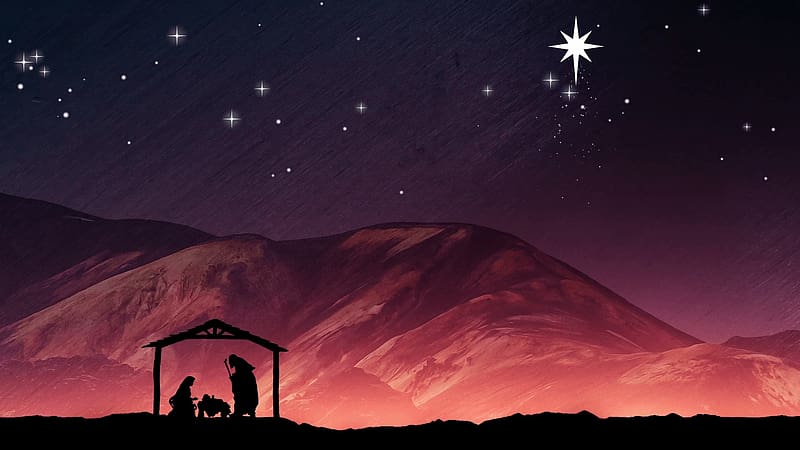 Nativity, star, scene, craciun, christmas, card, vector, silhouette, HD wallpaper
