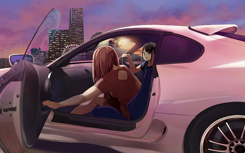 Anime Girls Sitting In Car Resolution, , Background, and, HD wallpaper |  Peakpx