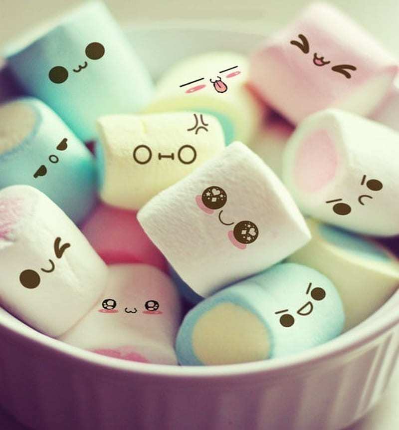 funny marshmellow, cute, food, candy, HD phone wallpaper