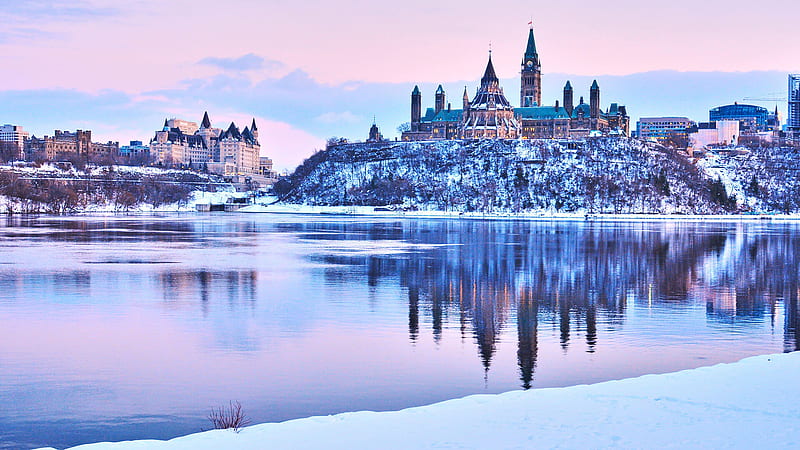Canada Ottawa Parliament On Hill With Reflection In Lake Travel, HD wallpaper