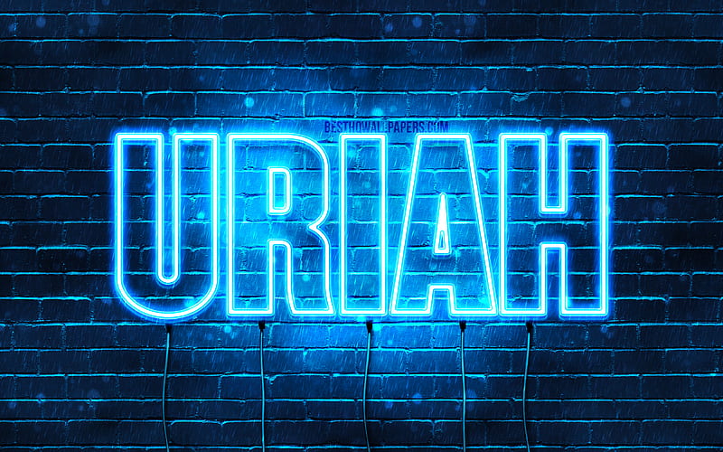Uriah with names, horizontal text, Uriah name, blue neon lights, with Uriah name, HD wallpaper