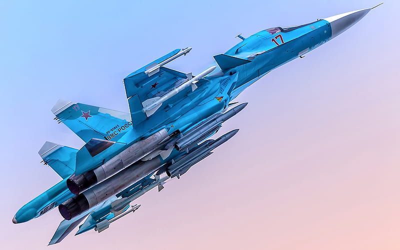 Sukhoi Su-34, sky, fighters, Fullback, Russian Air Force, Su-34, Russian Army, Sukhoi, Flying Su-34, HD wallpaper