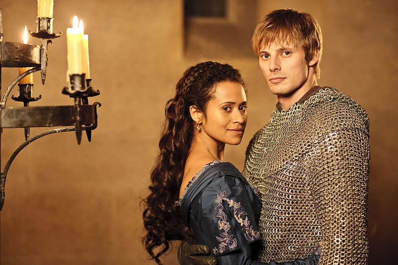 Guinevere and Arthur, merlin, arthur, celebrity, bonito, gwen, entertainment, people, tv series, bradley james, angel coulby, actresses, actors, HD wallpaper