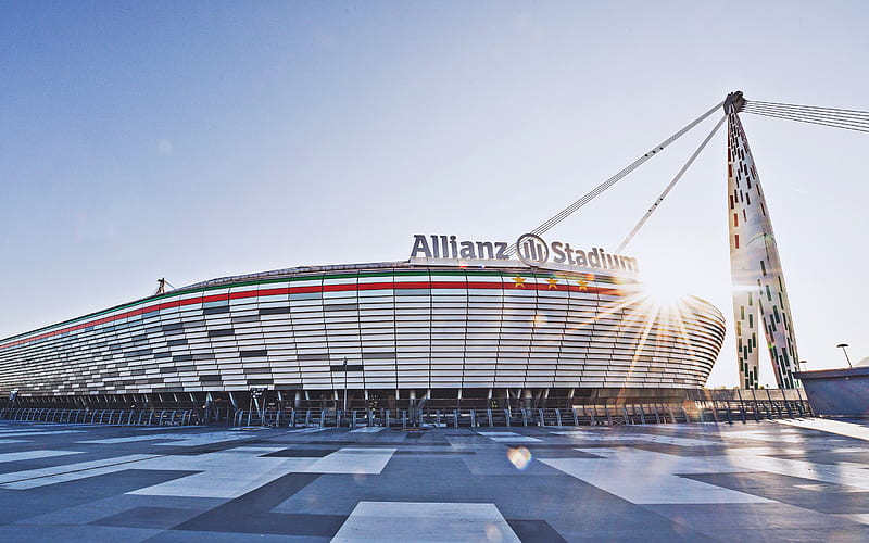 Juventus Stadium, bright sun, Allianz Stadium, football stadium, soccer, Juventus arena, Italy, Juventus new stadium, italian stadiums, HD wallpaper