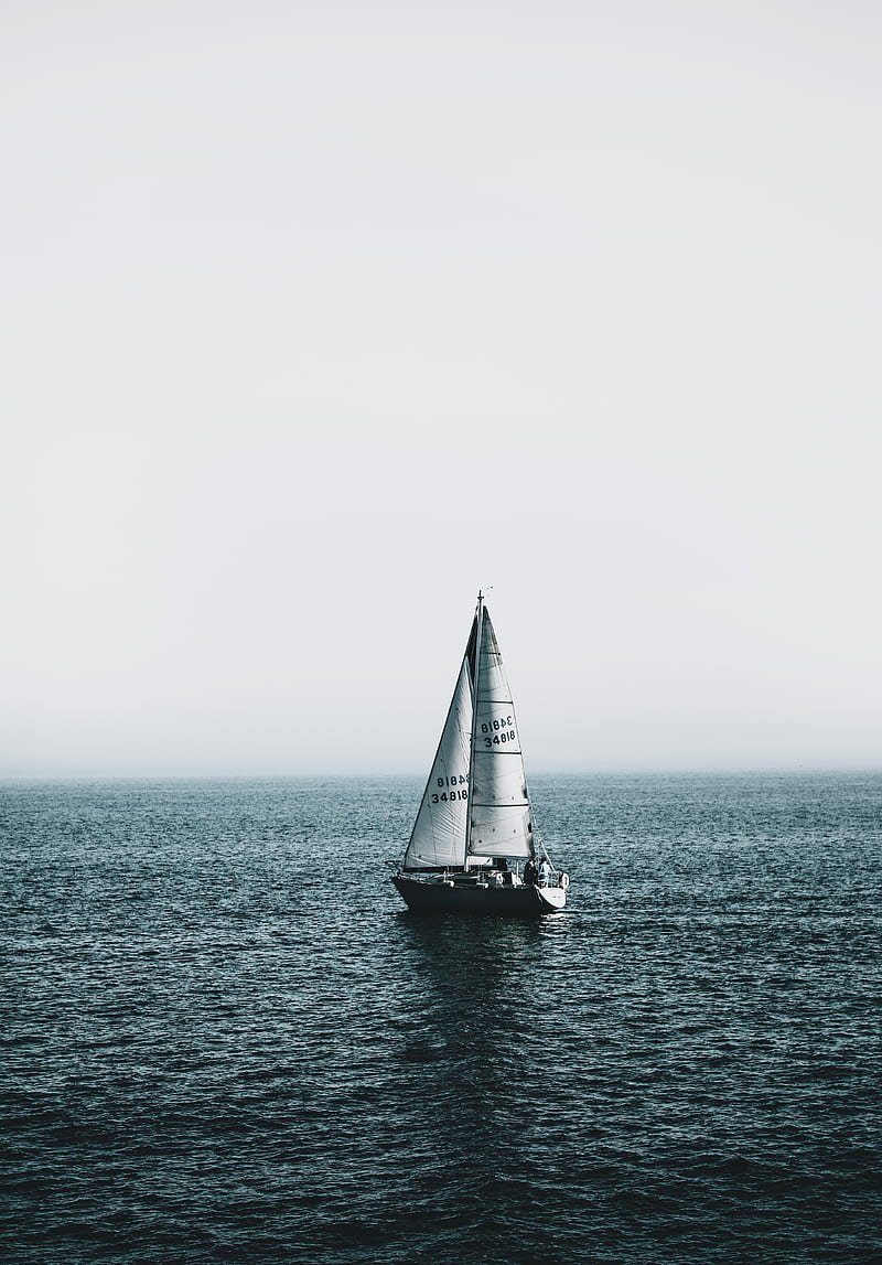sail, boat, sea, ripples, HD phone wallpaper