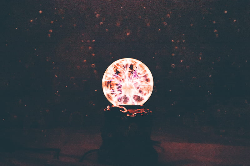 multicolored plasma ball in dim light room, HD wallpaper