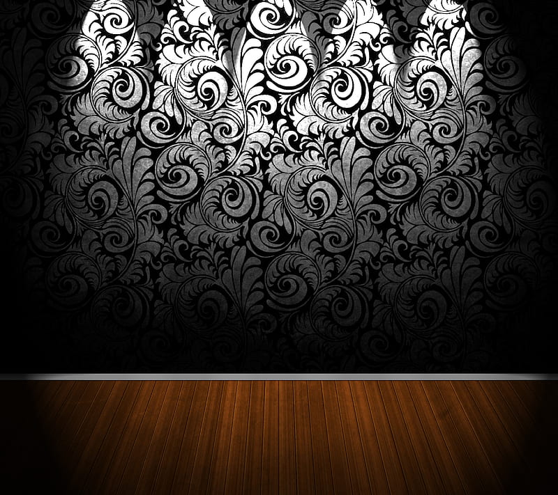 Black Pattern Wall 4, floor, hardwood, room, wood, HD wallpaper