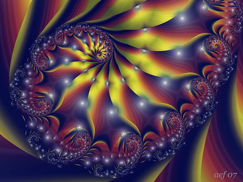 At the Carnival, yellow, blue, spiral, fractal, HD wallpaper