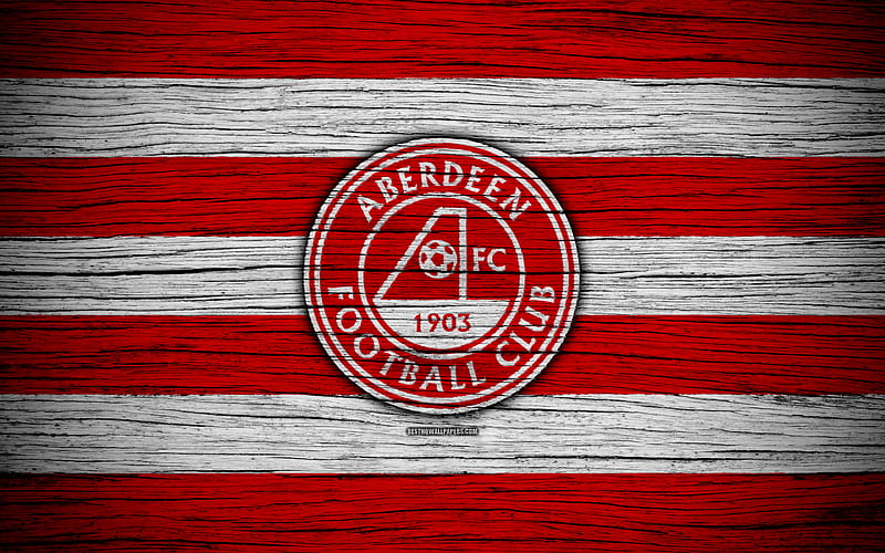 Aberdeen FC, logo, Scottish Premiership, soccer, football, Scotland, Aberdeen, wooden texture, Scottish Football Championship, FC Aberdeen, HD wallpaper