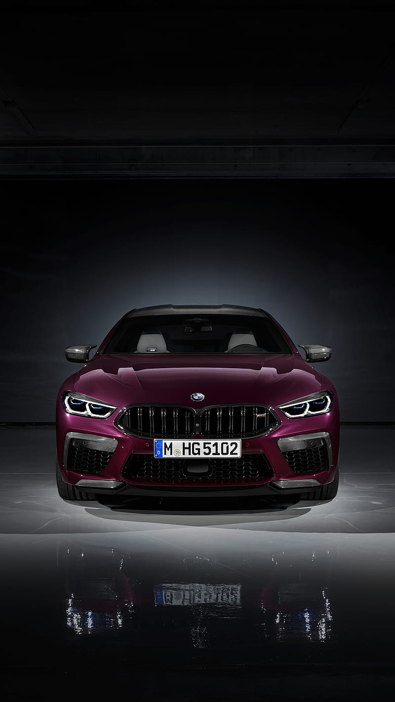BMW M8 GC, front, gran coupe, luxury, m power, m8 gran coupe, purple, vehicle, HD phone wallpaper