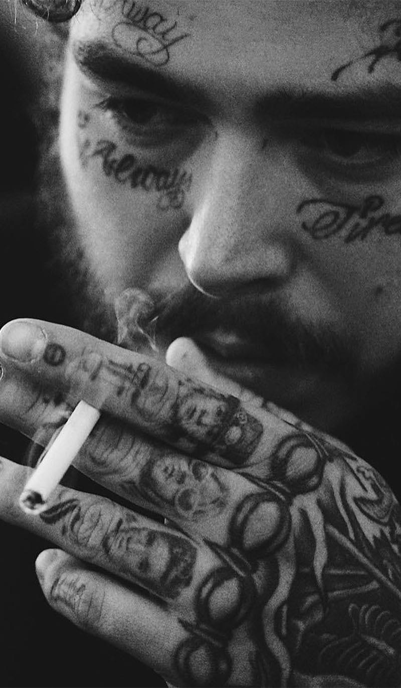 POST MALONE WALL, black and white, iphone, post malone, samsung, HD phone wallpaper