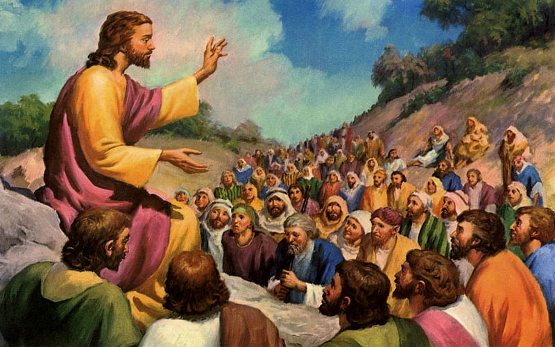Teaching the people, teaching, christ, jesus, people, HD wallpaper