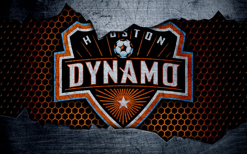 Houston Dynamo logo, MLS, soccer, Western Conference, football club, USA, grunge, metal texture, Houston Dynamo FC, HD wallpaper