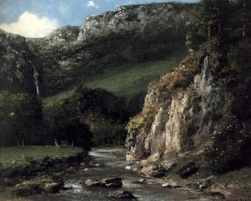 Gustave Courbet - Stream in the Jura Mountains (1872-3)Courbet - Stream in the Jura Mountains (1872-3), painting, france, nineteenth century, realist, HD wallpaper