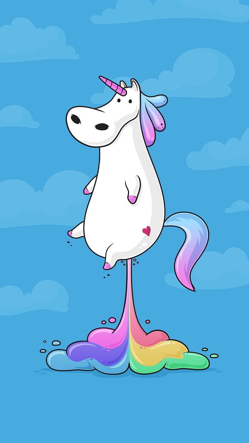 Unicorn fart, awesome, cute, fart, funny, lol, magical, pretty, rainbows, shiny, unicorn, HD phone wallpaper