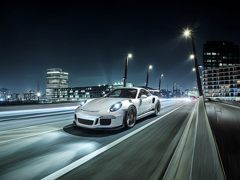 Porsche White On Road, porsche, carros, behance, HD wallpaper