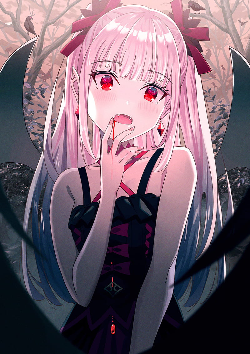 cute anime vampire girl with fangs