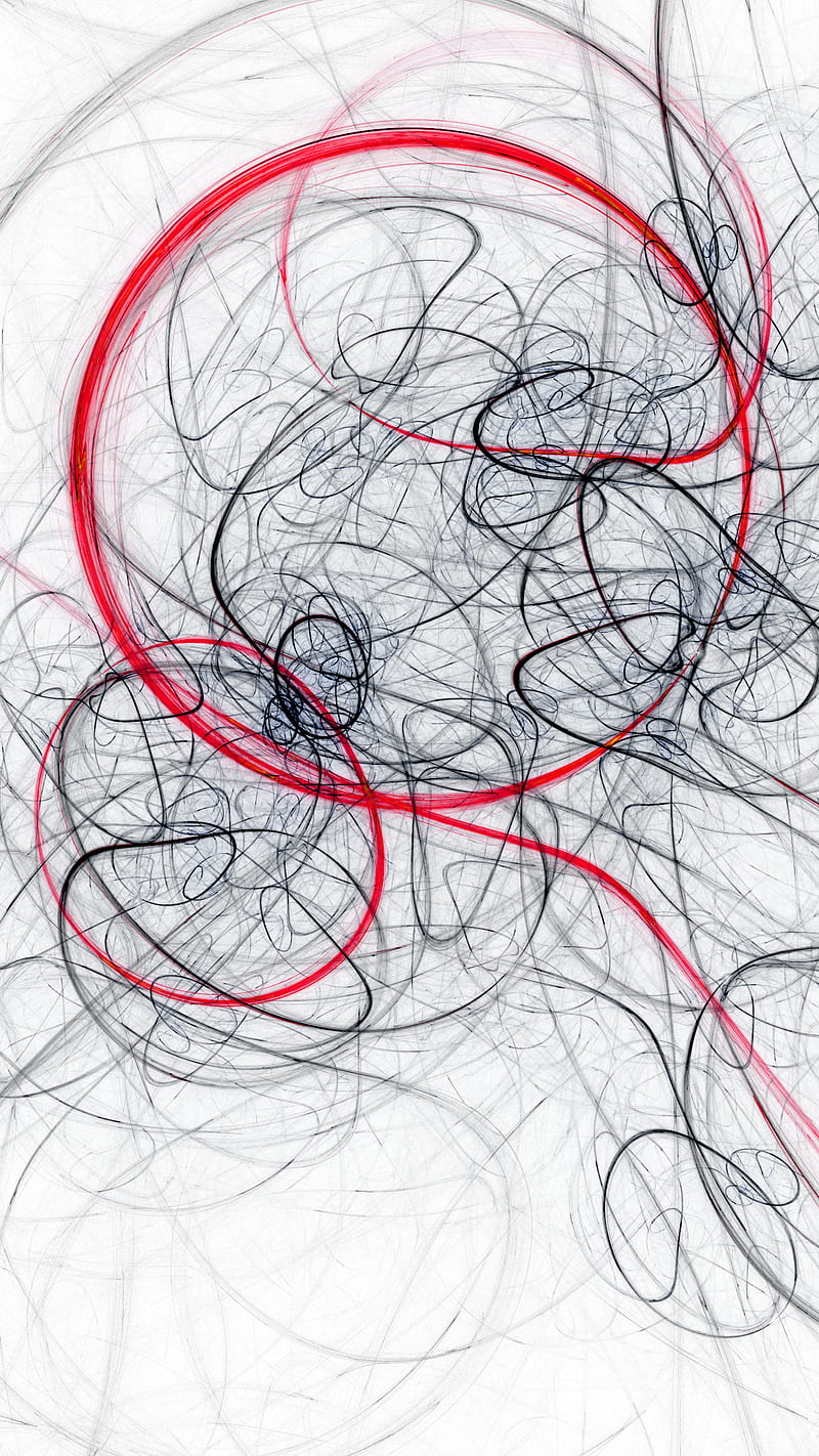 Unhinged Haze, abstract, black, circle, desenho, red, smoke, string, white, HD phone wallpaper