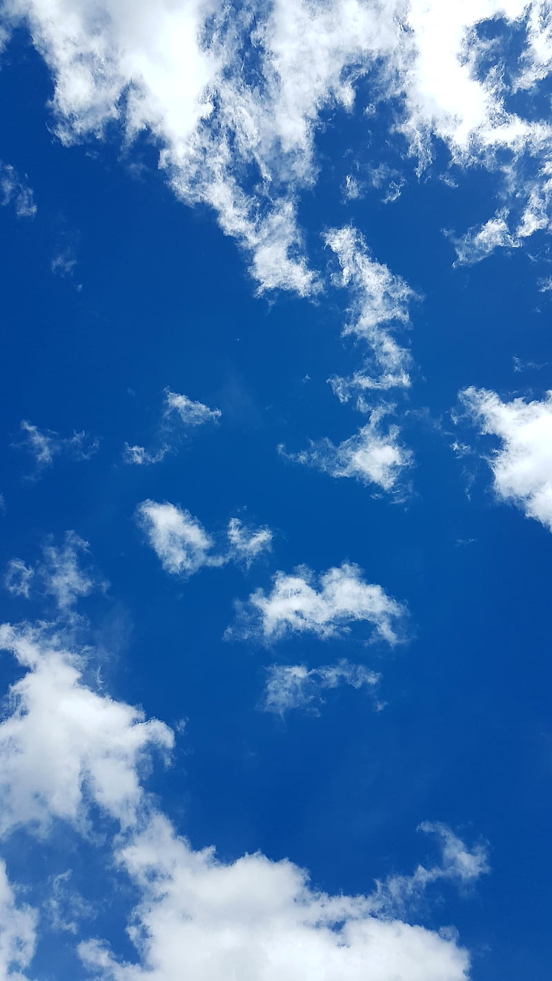 Sky, blue, clouds, white, HD phone wallpaper