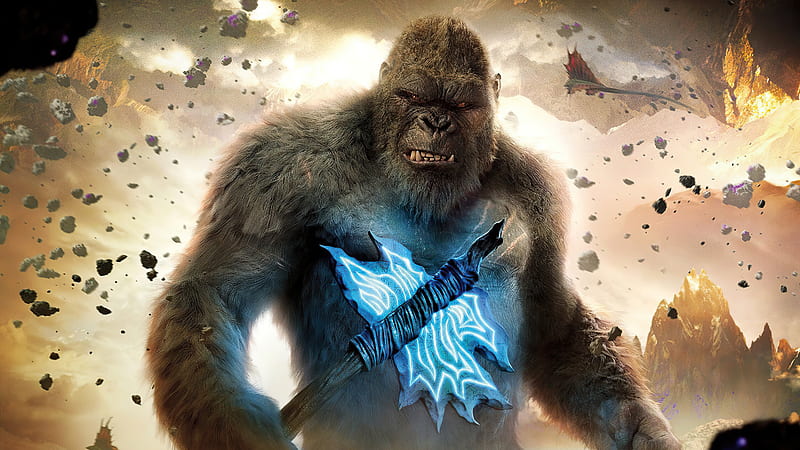 kong, fight, godzilla, gorilla, king, movie, poster, subbu, HD wallpaper