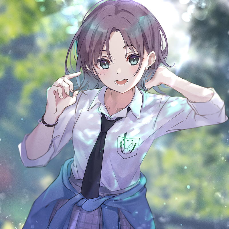 the idolmaster, asakura tooru, short hair, school uniform, Anime, HD phone wallpaper