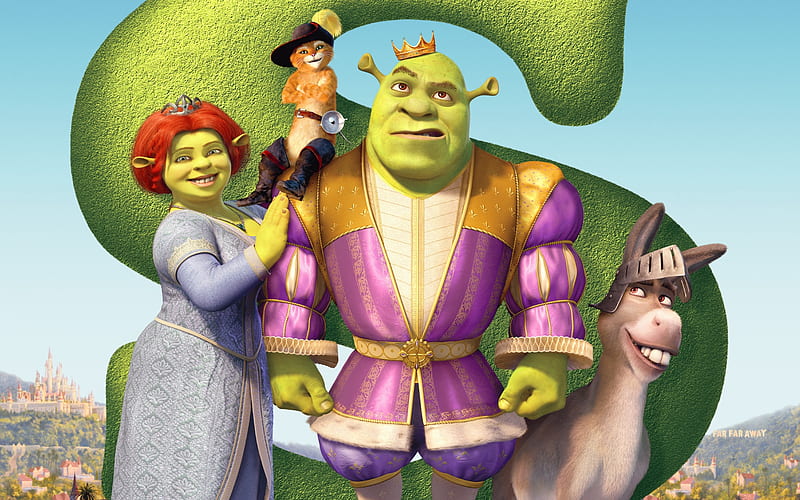 Shrek the Third (2007), poster, movie, green, animation, pixar, shrek the thirs, funny, pink, HD wallpaper