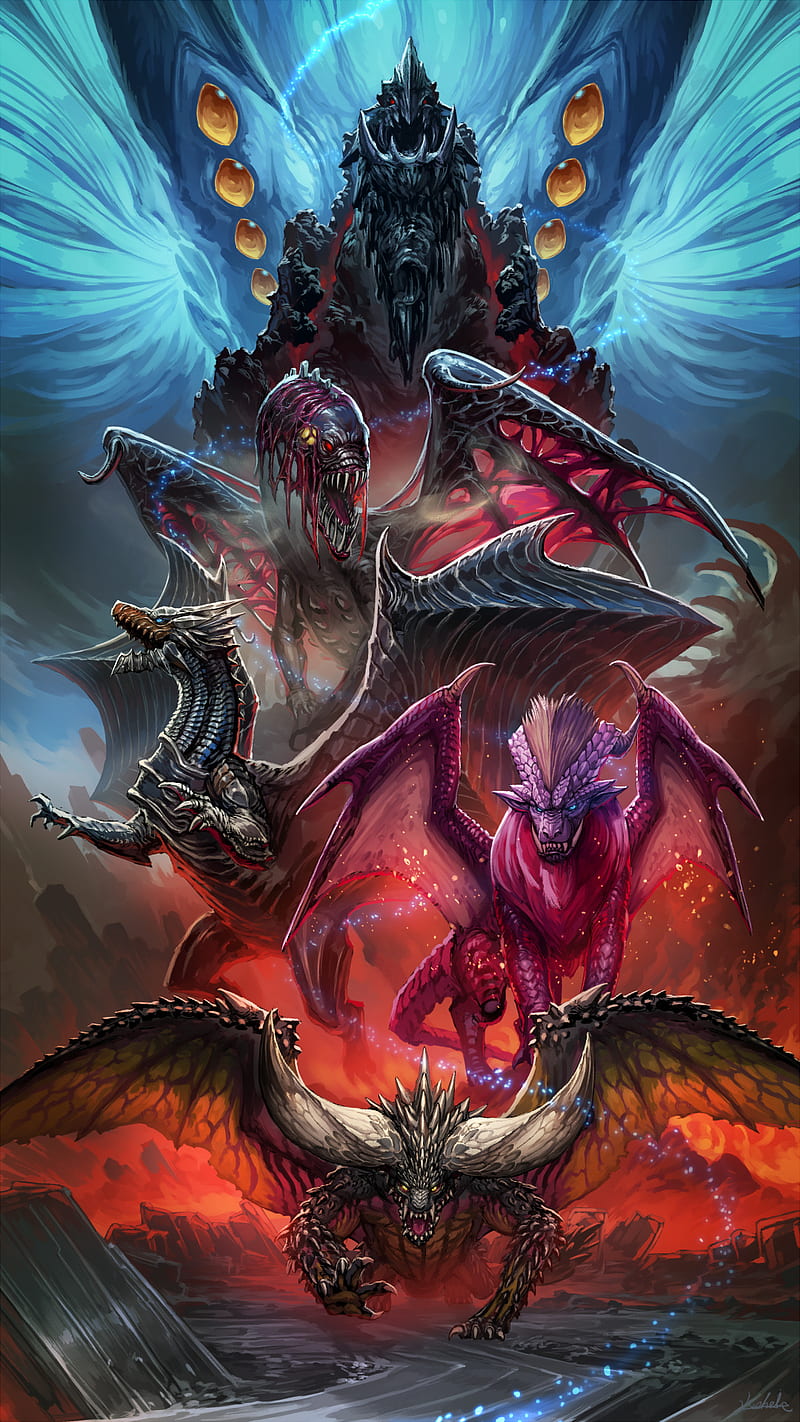 MHW Elder Dragons, dragon, elder dragons, game, monster hunter, monster hunter world, ps4, video game, HD phone wallpaper