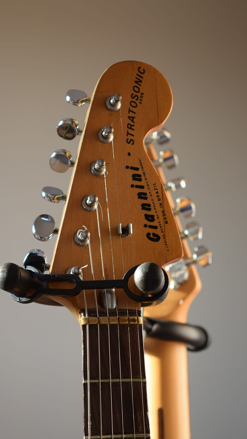 Brown Guitar , music, headstock, HD phone wallpaper