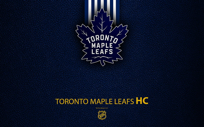 Toronto Maple Leafs, HC hockey team, NHL, leather texture, logo, emblem, National Hockey League, Toronto, Ontario, Canada, USA, hockey, Eastern Conference, Atlantic Division, HD wallpaper