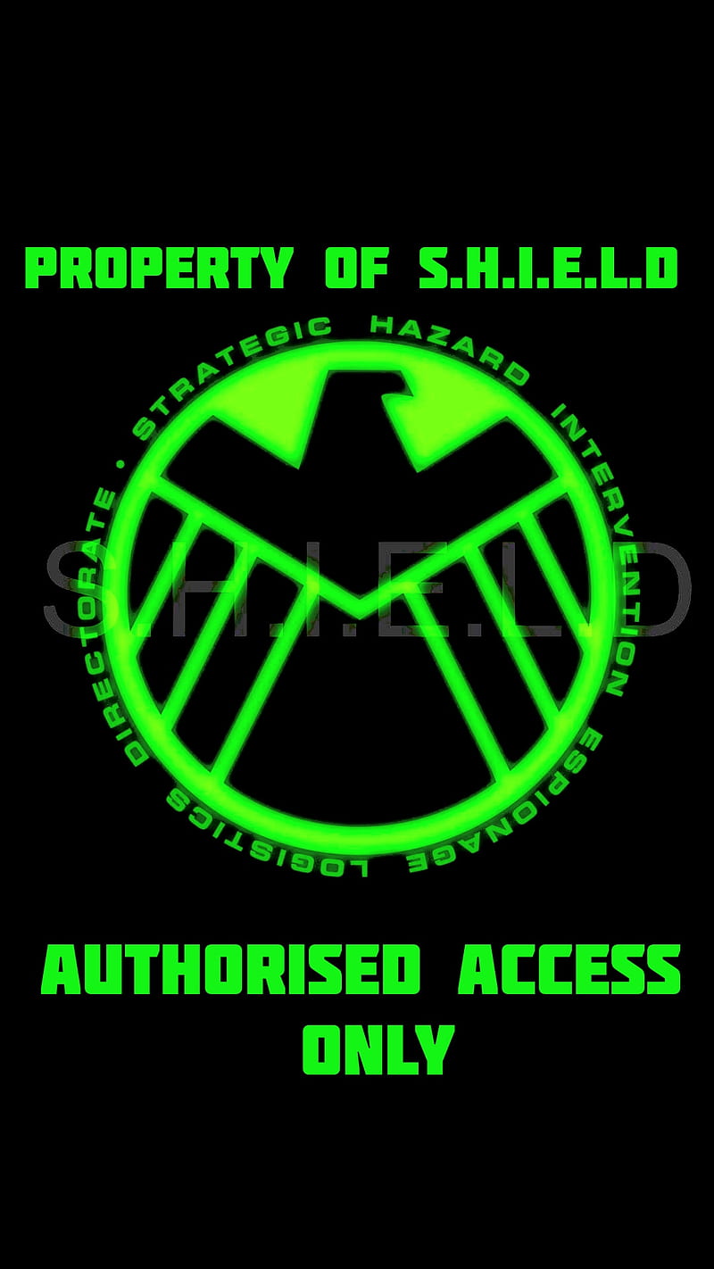 SHIELD LOGO -GREEN-, abstract, access, authorised, avengers, logo, marvel, protection, restricted, shield, warning, HD phone wallpaper