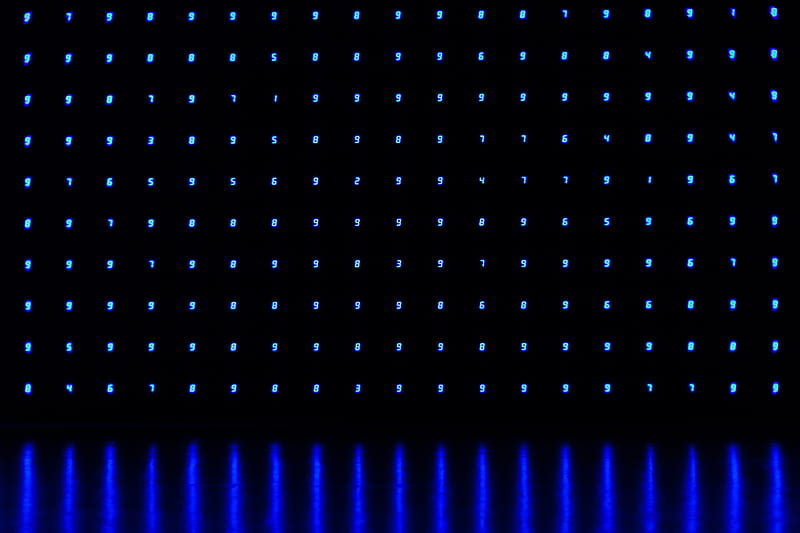 numbers, neon, blue, dark, HD wallpaper