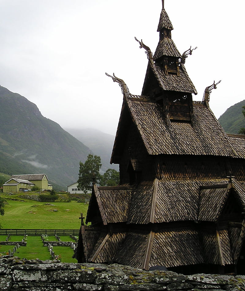 Stave Church, Stave, Wanderlust, architecture, building, church, landscape, mountain, norway, travel, viking, wood, HD phone wallpaper