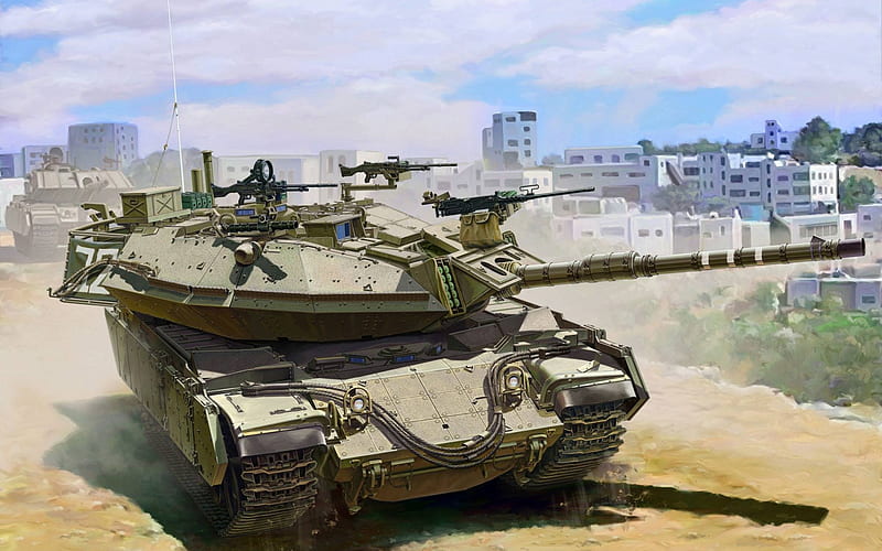 Magach 6B, Магах-6B, Israeli army, American tank, armored vehicles, drawing, Israel, HD wallpaper