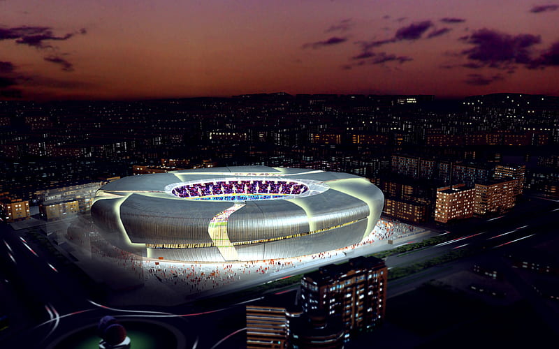 New Valencia Stadium, night, soccer, 3D project, football stadium, New Valencia arena, Spain, Valencia CF, HD wallpaper