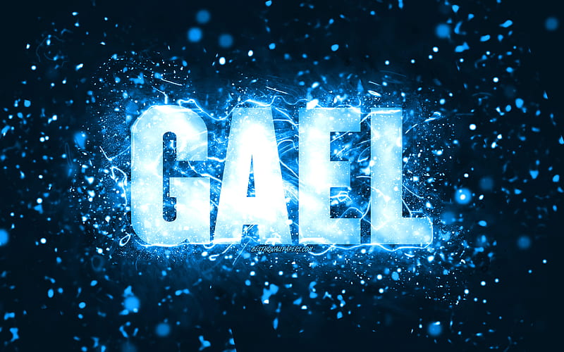 Happy Birtay Gael blue neon lights, Gael name, creative, Gael Happy Birtay, Gael Birtay, popular american male names, with Gael name, Gael, HD wallpaper
