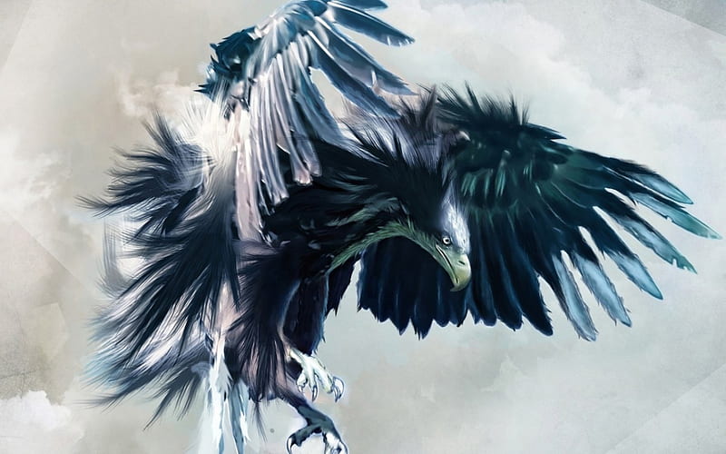 Eagle, 3d, white, abstract, HD wallpaper